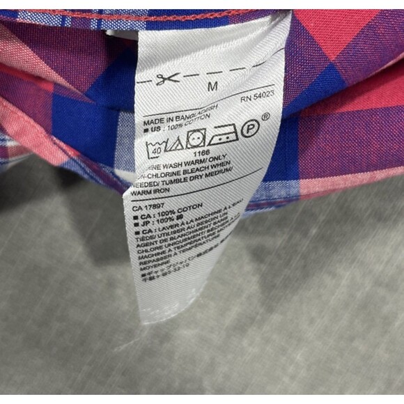 Banana Republic Mens Medium Red Blue Plaid Button Down Classic Fit Shirt - Picture 5 of 6